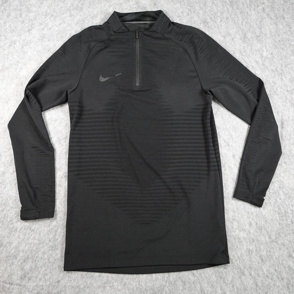 Nike Mens Small VaporKnit Strike Drill 1/4 Zip Soccer Training Top Black 892707